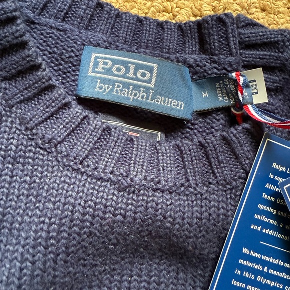 Ralph Lauren Navy Blue Crewneck Sweater 2024 Team USA ๐บ๐ธ w/ Olympic Rings NWT! - Picture 7 of 9